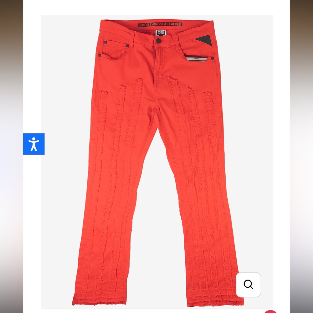 GTL4 STACKED FRAYED JEANS RED- SIZE 32/34 NWT